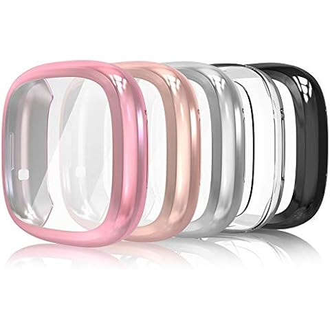 Simpeak 5-Piece Screen Protector Case Compatible with Fitbit Versa 3 / Versa Sense [Not for Fitbit Versa/Versa 2], Protective Cover Lightweight Soft Silicone Ultra-Thin TPU Case Cover