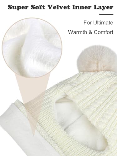Cooraby 4 Pack Kids Winter Hat Scarf Knitted Beanie with Neck Pompom Fleece Lined Earflap for Baby Toddler Girls Boys3