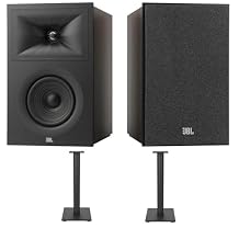 JBL STAGE-250B-BLACK 2-Way 5.25" Bookshelf Loudspeakers with Stage-FS-BLK Floorstands 2025