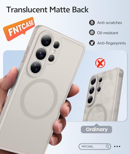 Image of FNTCASE for Samsung Galaxy S26-Ultra Case: [Fit for Magsafe] [Full Camera Protection] Translucent Matte Cases with [Screen Protector] Military Grade Shockproof Protective Phone Cover - Off White