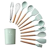 【DURADERO Y PROTECTOR PARA SU COCINA】 Este material de silicona especial tiene una gran flexibilidad, la silicona suave no rayará los utensilios de cocina antiadherentes ni sus cacerolas costosas. , lo que facilita la limpieza y alarga la vida útil de los utensilios y los utensilios de cocina. Además, también reduce el ruido al cocinar.