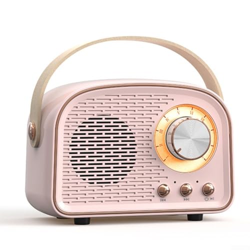 Portable Retro Wireless Speaker, Retro Cute Speaker With FM Radio Speaker Music Stereo Rechargeable, Fast Recharge(for PINK)
