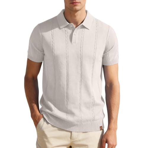 Polo homme en tricot à manches courtes et col en V ajusté