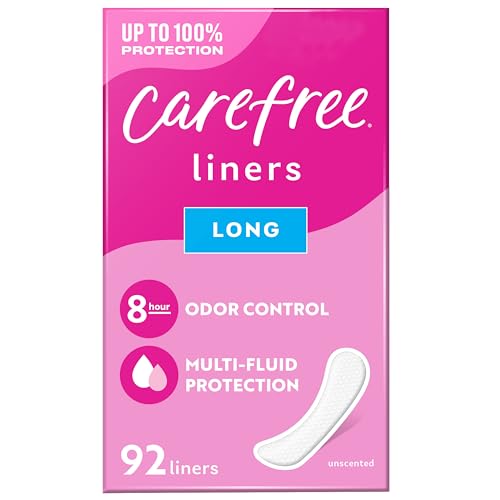 Carefree Panty Liners, Long Liners, Unwrapped, Unscented, 92ct