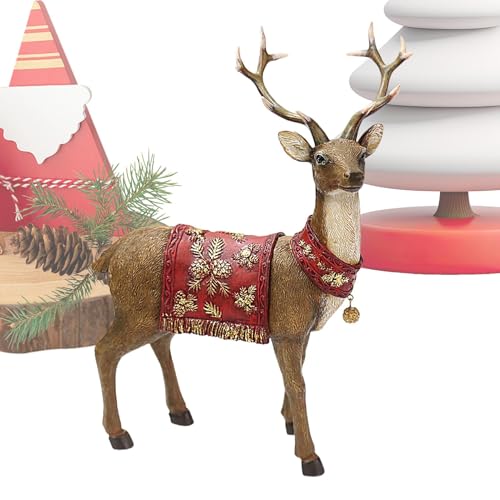Pruojhw Figurine de renne en résine décorative - Sculpture de renne - Statue esthétique d'élan pour la maison, la chambre à coucher, le lieu de travail