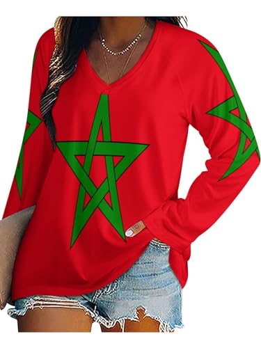 Blusa Mujer Elegante Camiseta Manga Larga De Negocios Larga Manga Camisas Cuello En V Bandera Marroquí Geométrica Túnica Moda Casual Trabajo Túnica Verano Tops Otoño T Shirts