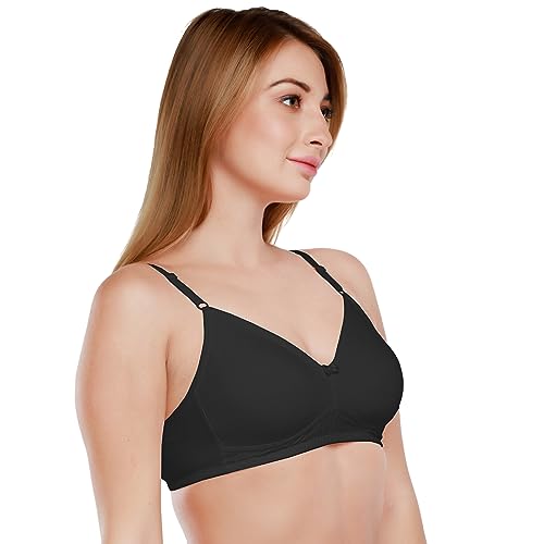 Image of DAISY DEE Women's Girls Cotton Non-Padded Wirefree Seamless Full Coverage Comfortfit Everyday Use T-Shirt Bra (Black & Skin Size-30B) - Pack of 2 - NDSZN