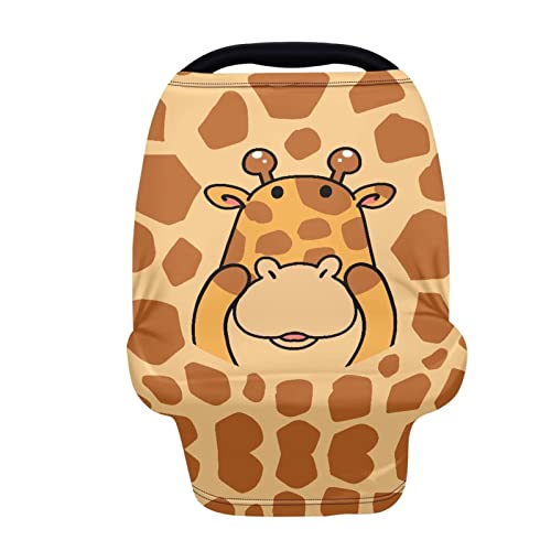 JEOCODY Car Seat Cover for Babies Brown Cow Pattern Elastic Shopping Cart Cover Shopping Cart Cover Infant Carseat Canopy Breathable Baby Carrier Covers for Boys Girls
