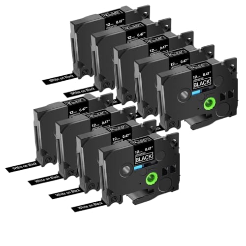 9 ���n�ɍ��̃��x���e�[�v TZE231 TZE335 S131 FX231 PTH110 D210 ���x�����[�J�[ 12 �~�����[�g�����{���ƌ݊���(White on black)