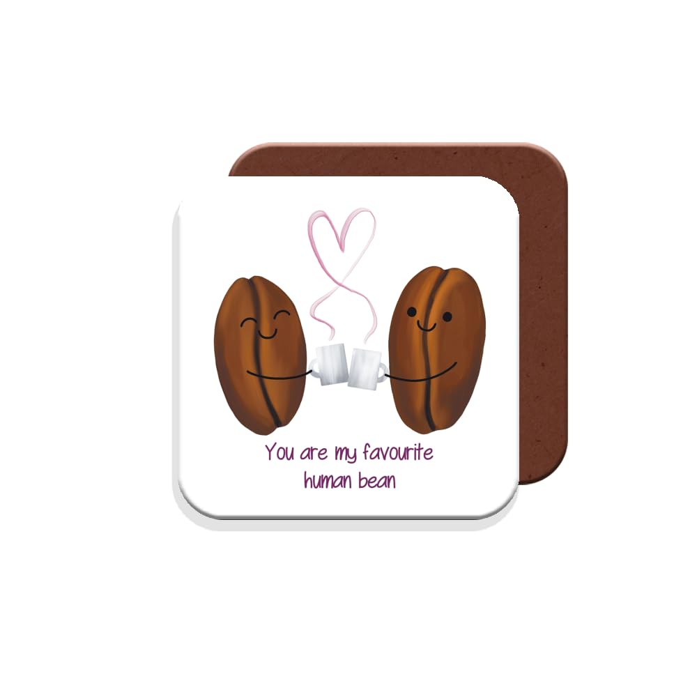 MUGGZ – Coaster - My Favourite Human Bean – Gift for Couples Friends Birthday Anniversary Valentines