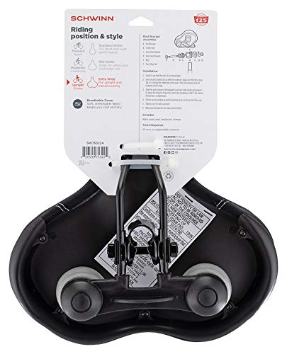 Schwinn Comfort Bike Seat, Foam, Wide Saddle, Black #TOP5