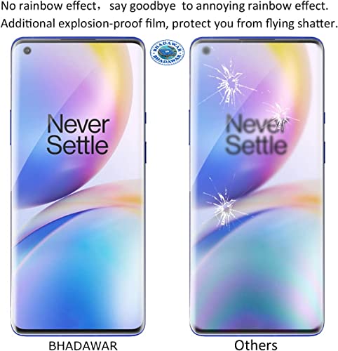 Image of Curved Tempered Glass Design for Oneplus 8 Pro Advanced Border Less Full Edge to Edge 3D Curved UV Screen Protector and Easy Installation Kit