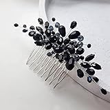 Earent Bride Wedding Hair Comb Black Crystal Hair Pieces Rhinestone Hair Accessories Bridal Side Com
