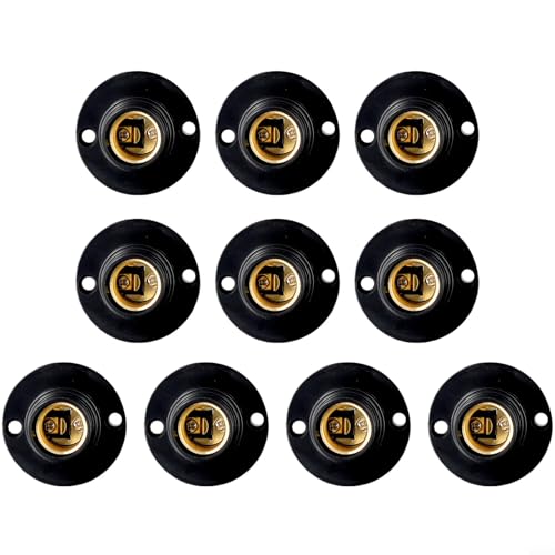 Zeroupshop Paquete de 10 enchufes de lámpara de rosca E14, base PBT ignífuga para pequeñas fuentes de luz, soporte de bombilla de rosca Edison, clasificación de 100-230 V (negro)