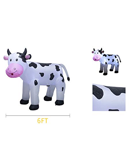 Trmesia 6Ft Christmas Inflatable Cow Decoration With Led Lights Indoor Outdoor Yard Lawn Cute Animal Spotted Milk Cow Holiday Blow Up Santa Display Fun Heifer Decorations For Garden Farm Themed Party #TOP2