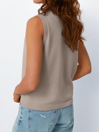 Image of LILLUSORY Womens V Neck Button Down Sleeveless Knitted Fall Sweater Vest | Soft Breathable Blend Tank Blouses for Ladies, Chic Curved Hem Preppy Outfits, Four-Season Versatile Layering Clothing Piece