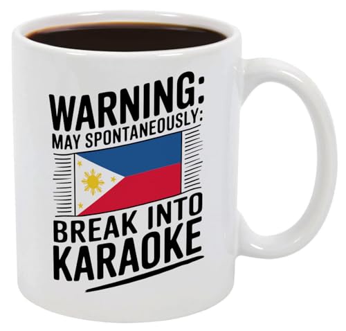 Casitika Filipino Gifts. 11 oz mug with Philippines Flag. Funny Filipino Karaoke Cup for Pinoy Music...