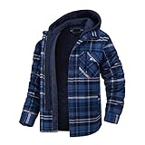 SOOUICKER Winter Gefüttert Winterjacke Kapuzenjacke Herren Kariert Holzfäller Jacke Herren Flanell Holzfäller Jacke Herren Holzfäller Jacke Herren Kapuze Flanellhemd Herren Reißverschluss