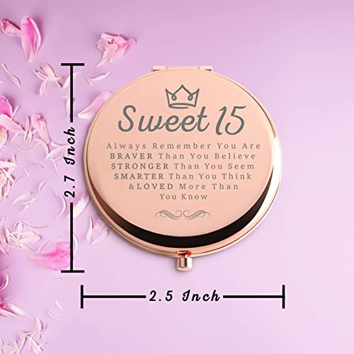 Gifts For 15 Year Old Girls 15Th Birthday Gifts For Teen Girls Rose Gold Compact Cute For Purse Travel Folding Hand Mirror For Sister Daughter Niece Teen Girls Granddaughter #TOP5