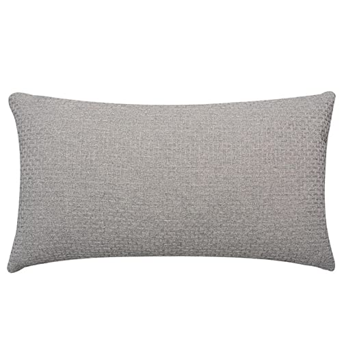 Lot de 1 Housse de Coussin 35x55cm Taie d'oreiller Décoratif en Lin de Coton Carré Double Face Fermeture Glissière Invisible Couleur Unie Grise M3 14x22inch pour Salon Chambre Voiture Canapé Decor Cover