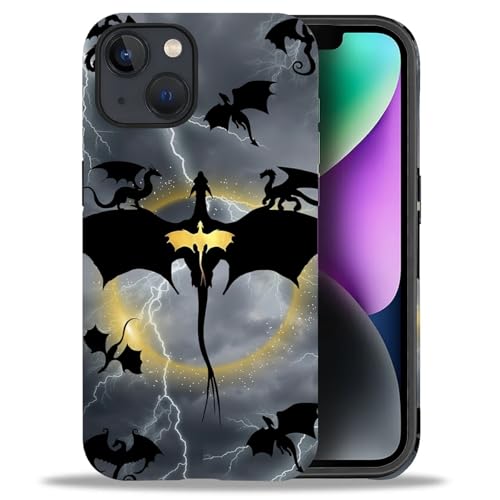 yicomon Compatible with iPhone 13 14 Case, Black Magic Dragon Pattern Print Matte Phone Case Durable Fashion Funny Liquid Silicone Case Soft Anti-Scratch Shockproof Protective Cover