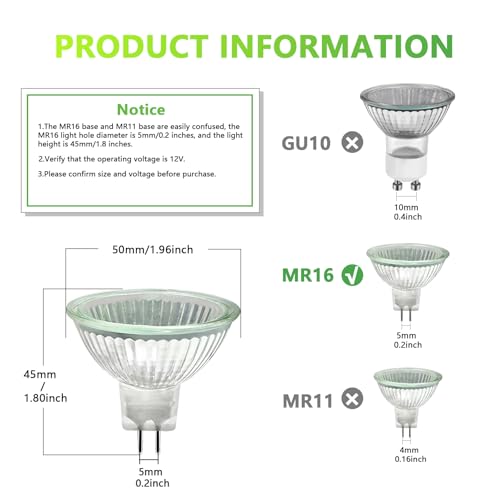 WinDerMo MR16 Halogen Leuchtmittel, 12V 20W GU5.3 Dimmbar, 8 Stück, 2700K Warmweiß, 280LM Halogen Reflektor