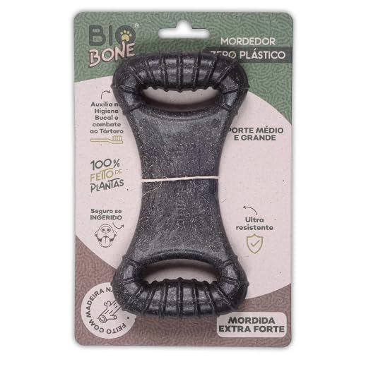 Mordedor Natural Biobone Osso Brinquedo Cães Roer Cães Médio Mordida Extra Forte Madeira sem plático