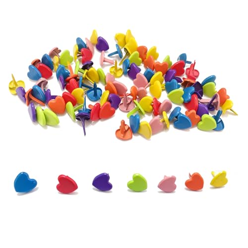 Lot de 100 Mini Pinces à Motif - Légères et réutilisables - en métal - À tête en cœur - pour Le Scrapbooking, l'école, Le Bureau, Le Papier, Le...
