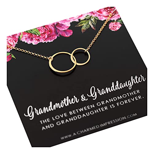 Grandmother and Granddaughter Gifts â¢ 14k Gold Circle Necklace â¢ Gift for Grandmother Granddaughter â¢ Unique Gifts for Grandma â¢ Thoughtful Gifts for Women Girls â¢ Sentimental Keepsake Necklaces
