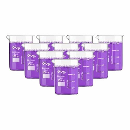 Image of VVS Borosilicate Glass Beaker 100ml pack of 10 of For School College, Lab Laboratry and professional use