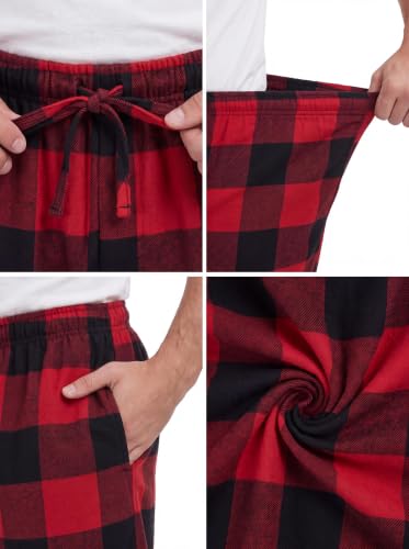 Image of Andrew Scott Men's Cotton Flannel Knee Length Shorts | Drawstring & Pockets Boxer Sleep Shorts | Multi Packs & Colors