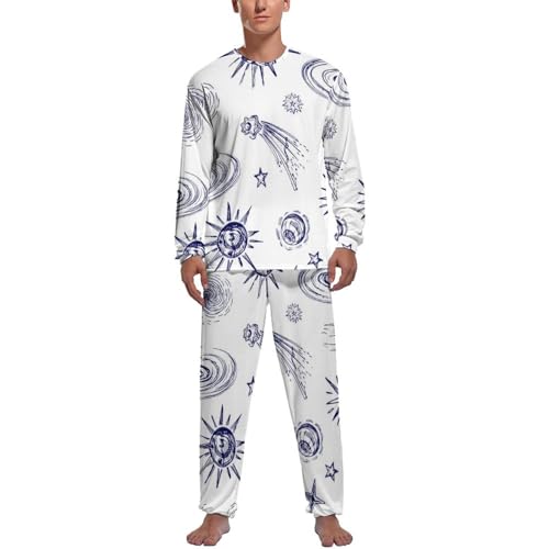 Pyjama homme ensemble haut et bas à manche longue Galaxie Étoilée
