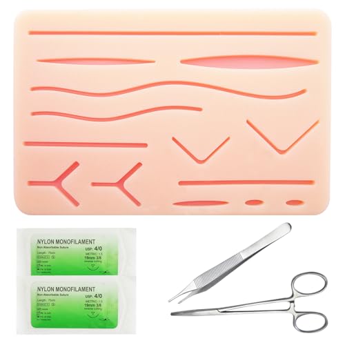 Image of Suture Practice Kit for Students, Complete Set Includes Pre-Cut Wounds Pads, Tools Kit, Perfect for Students Educational Demonstration(Education Use Only)