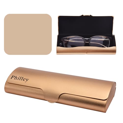 Image of Philley Aluminum Ultra-Light Eyeglasses Case Hard Shell Nearsighted Glasses Case for Women & Men