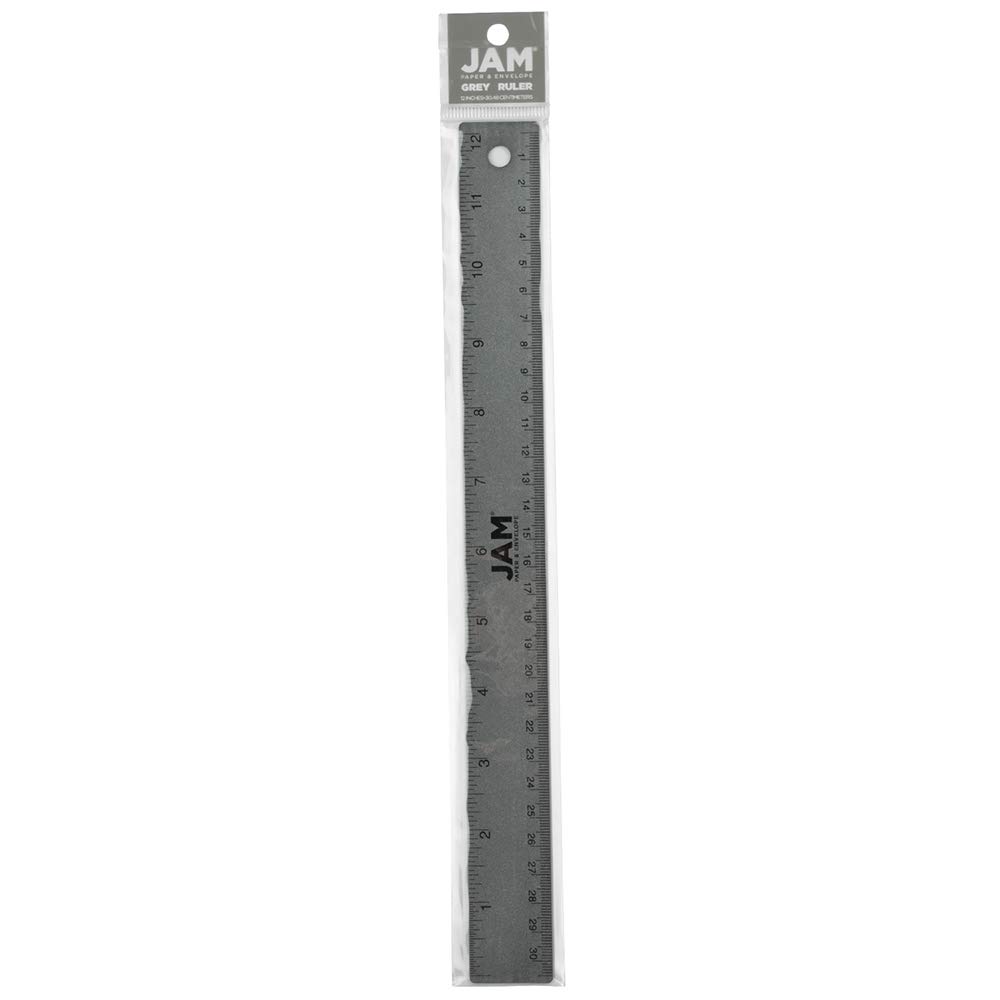 JAM Paper Lineal aus Edelstahl, 30,5 cm Pack of 12 grau