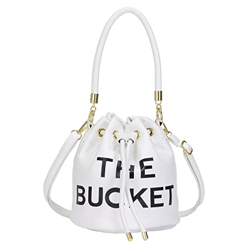 Image of JQAliMOVV Mini Leather Bucket Bags for Women Drawstring Bucket Purse Crossbody Handbags Hobo Bag