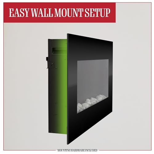 Northwest Electric Fireplace - 30 Inch Wall Mounted Fireplace - 13 Backlight Colors and Remote Controlled LED Flames, Heat, and Brightness (Black) by Northwest - Image 4