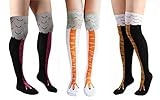 ZGMJ 3 Stück Hühnerbeinsocken Jungen Neuheit Socken Mädchen Funky Socken Lange Socken Lustige Kinder Verrückte Socken Lustige Socken für Damen/Herren (Größe: Lang)