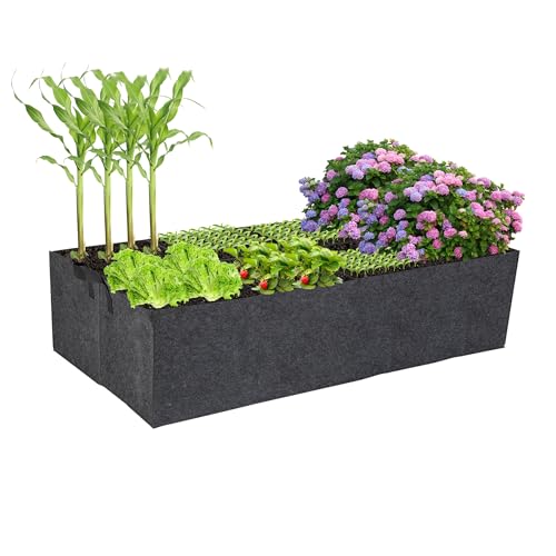 FVOTNW 8 Grids Fabric Raised Garden Beds 4x2x1ft Thickened 400G Square Fabric Grow Bags with Handles Indoor Outdoor Fabric Plant Pots Planter for Vegetables Herbs Flowers