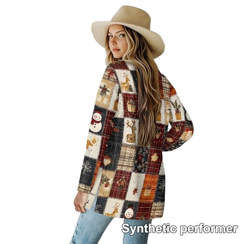 Image of Fall Maple Leaf Cardigan Sweaters for Women Long Sleeve Cardigan Soft Drape Open Front Dusters V-Neck Jackets Dressy