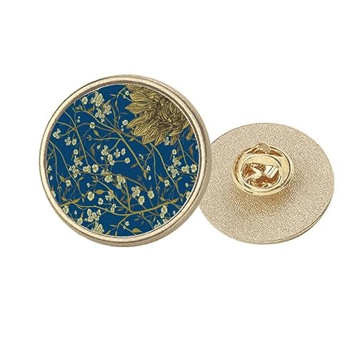 Broche fleur chrysanthème dorée à l'or fin peinte à la main, pièce d'artisanat d'art unique