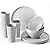 Youngever 18-Piece Plastic Kitchen Dinnerware Set, Plates, Dishes, Bowls, Cups, Service for 6 (Grey)