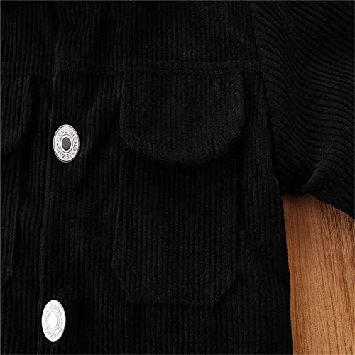 Kids Toddler Boy Fall Outfits Autumn Winter Ribbed Solid Cotton Long Sleeve Coat Classic Cozy (>2-Black, 3-4 Years)2