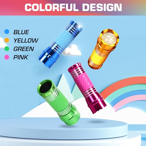 EverBrite 4-Pack Small LED Torches, Batteries Included, Thick-Walled Aluminium Pocket Flashlight Set for Party Favours, Camping, Gifts, and Emergency Use