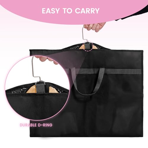 Fanwoli PVC Dance Costume Bags (4 Pack), 40 Inch Garment Bag for Dance Competitions, Cheerleader Uniform Bag, with 4 Zipper Pockets4