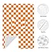 Orange White Checkered Pattern Car Seat Cover Baby Breathable & Nursing Cover - Multi-Use Stretch Fabric for Breastfeeding, Stroller Sunshade, Shopping Cart Cover