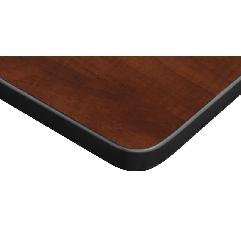 Image of Regency Kobe 60 x 24 in. Mobile T-Base Training Table- Cherry, 2 Zeng Stack Chairs- Black