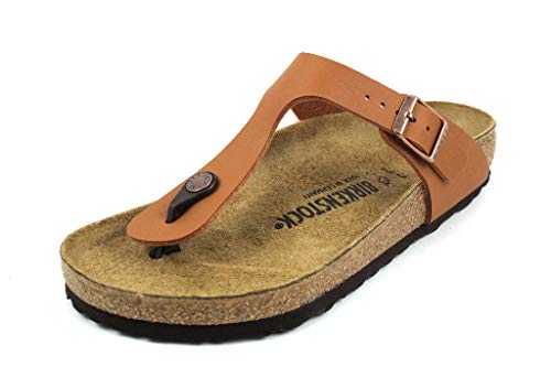 Birkenstock Schuhe Gizeh Birko Flor Lack Normal Sand (1013075) 41 Beige