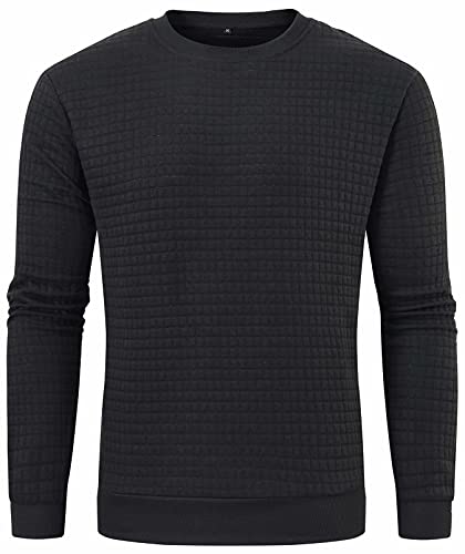 Tyhengta Men's Crewneck Sweatshirt Long Sleeve Pullover Shirts Black Large #TOP17