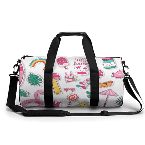 Sac de sport flamant surfant 45x23x23cm duffel bag de voyage rose